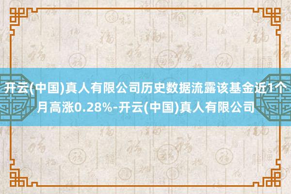 开云(中国)真人有限公司历史数据流露该基金近1个月高涨0.28%-开云(中国)真人有限公司