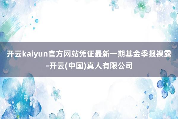 开云kaiyun官方网站凭证最新一期基金季报裸露-开云(中国)真人有限公司