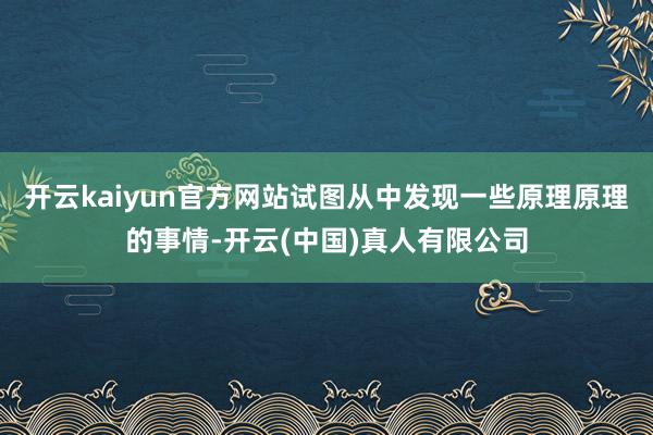 开云kaiyun官方网站试图从中发现一些原理原理的事情-开云(中国)真人有限公司