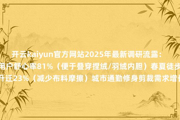 开云kaiyun官方网站2025年最新调研流露：        冬季户外偏大1码用户舒心率81%（便于叠穿捏绒/羽绒内胆）春夏徒步称身款领会后果升迁23%（减少布料摩擦）城市通勤修身剪裁需求增长40%（欢欣泛泛前锋需求）        二、黄金选码规章1️⃣ 体态适配公式        2️⃣ 场景需求清单✅ 选偏大1码：高海拔登山（需容纳3层以上御寒层）滑雪领会（兼容护具且预留摆臂空间）孕期/备